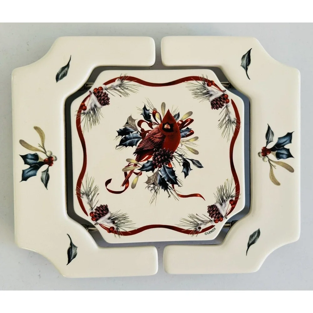 Lenox Winter Greeting Holiday‎ Cardinal Expandable Trivet Metal framework
